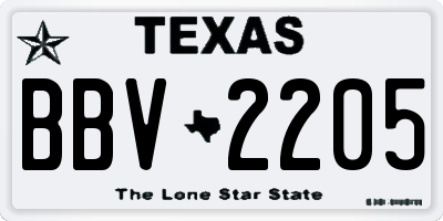 TX license plate BBV2205