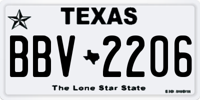 TX license plate BBV2206