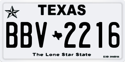 TX license plate BBV2216