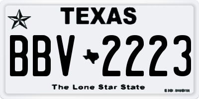 TX license plate BBV2223