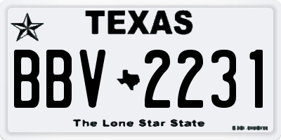 TX license plate BBV2231