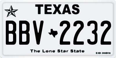 TX license plate BBV2232