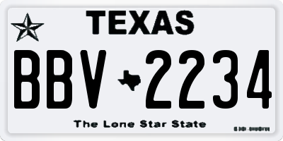 TX license plate BBV2234