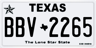 TX license plate BBV2265