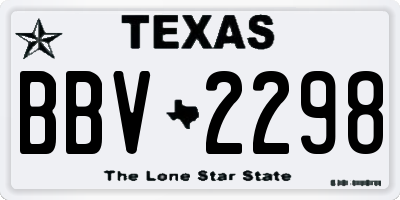 TX license plate BBV2298