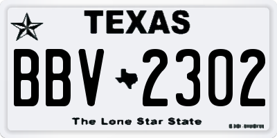 TX license plate BBV2302