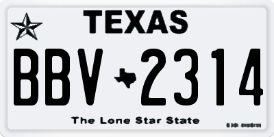 TX license plate BBV2314