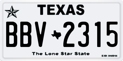 TX license plate BBV2315
