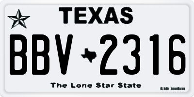 TX license plate BBV2316
