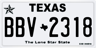 TX license plate BBV2318