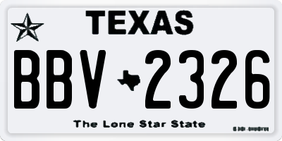 TX license plate BBV2326