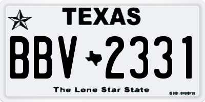 TX license plate BBV2331