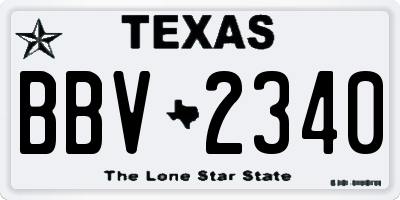 TX license plate BBV2340