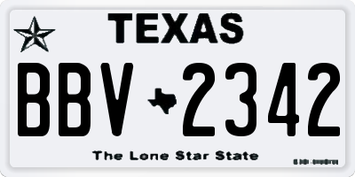 TX license plate BBV2342