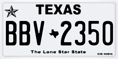 TX license plate BBV2350