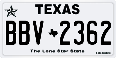 TX license plate BBV2362