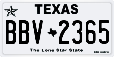 TX license plate BBV2365