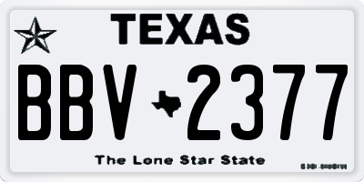 TX license plate BBV2377