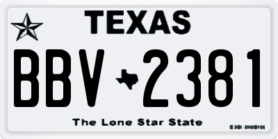 TX license plate BBV2381