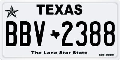 TX license plate BBV2388