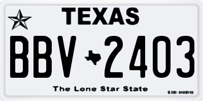 TX license plate BBV2403