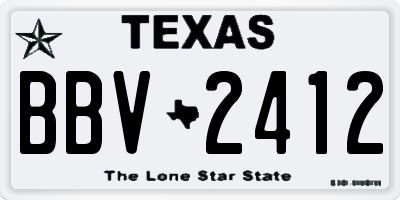 TX license plate BBV2412