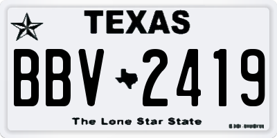 TX license plate BBV2419