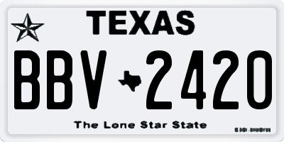 TX license plate BBV2420
