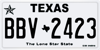 TX license plate BBV2423