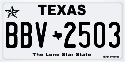 TX license plate BBV2503