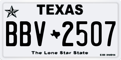TX license plate BBV2507
