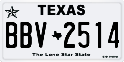 TX license plate BBV2514