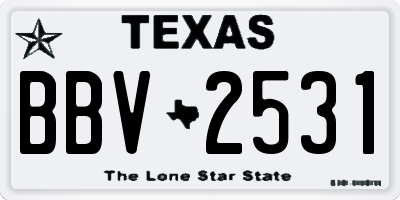 TX license plate BBV2531