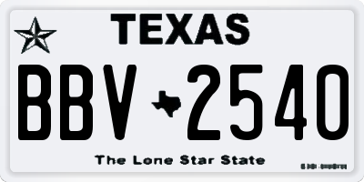 TX license plate BBV2540