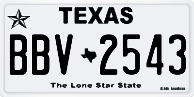 TX license plate BBV2543