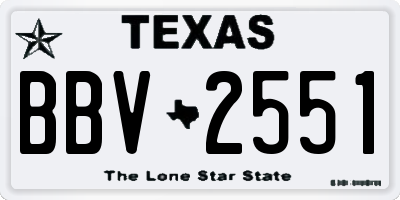 TX license plate BBV2551