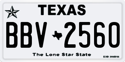 TX license plate BBV2560
