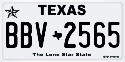 TX license plate BBV2565