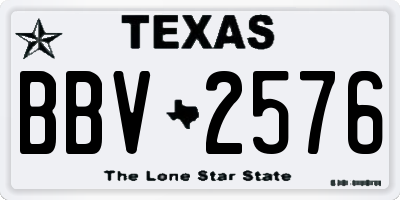 TX license plate BBV2576