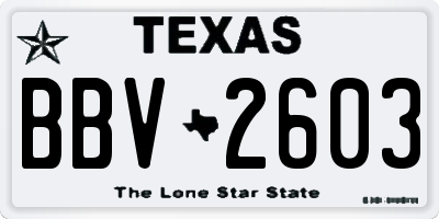 TX license plate BBV2603