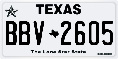 TX license plate BBV2605