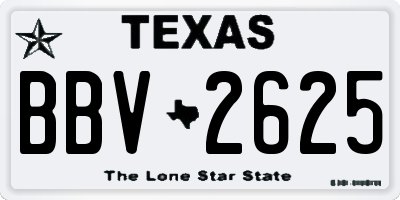 TX license plate BBV2625