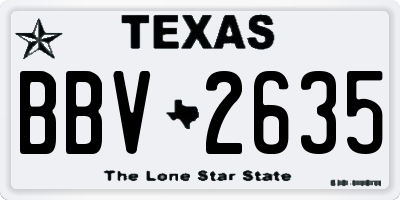 TX license plate BBV2635