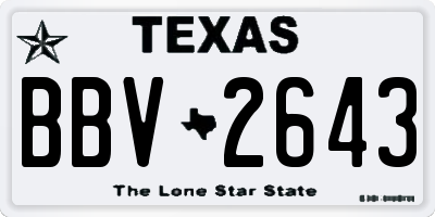 TX license plate BBV2643