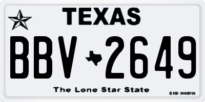 TX license plate BBV2649