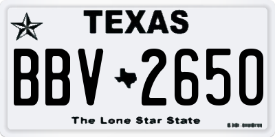 TX license plate BBV2650