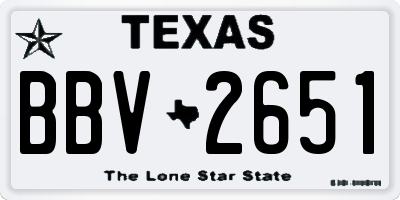 TX license plate BBV2651