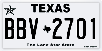 TX license plate BBV2701