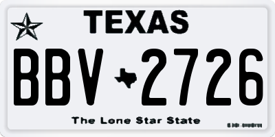 TX license plate BBV2726