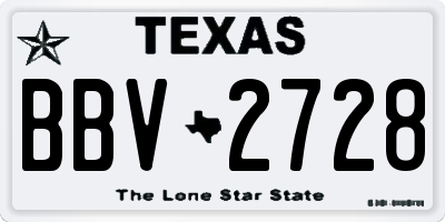 TX license plate BBV2728
